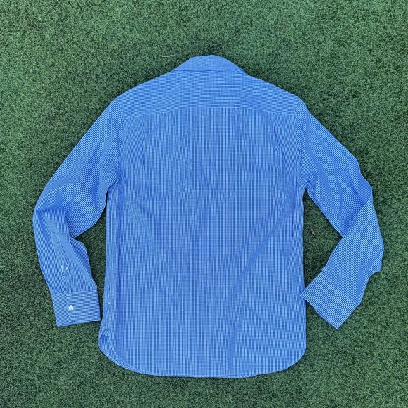 Jcrew CREWCUTS Boys Thompson small check blue buttondown shirt Size 12 - Picture 3 of 4